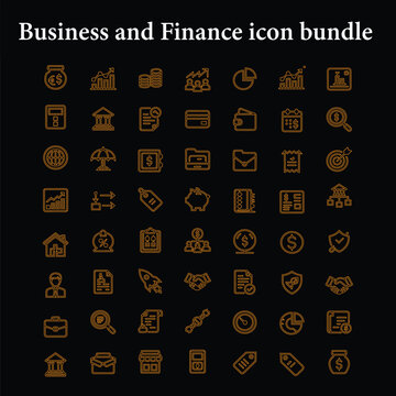 Business and Finance icon bundle. Business Flat Icons Set for Business, finance, bank, Communication, Technology, Internet and Interface Symbols. fully vector file. Editable color.