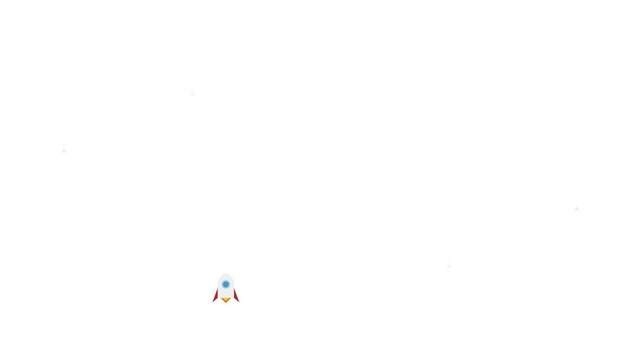 Minimalist 3D Rocket Launch Animation against a Clean White Background for Tech Projects