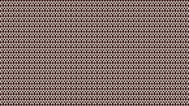 Intricate grid pattern of small brown and white squares creating a woven texture effect on a dark background, surface backdrop
