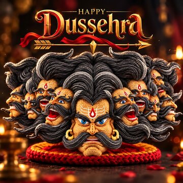 A festive greeting graphic featuring a multi-headed mythological figure and decorative text.