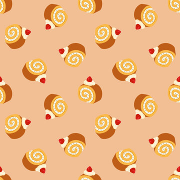 seamless pattern with swiss roll cake