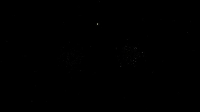 Golden fireworks animation bursting on black background for celebration and festival background video