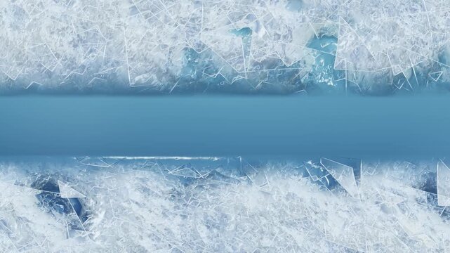 Ice background animation with frozen frost borders and copy space loop
