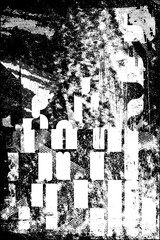 Obraz premium Glitch distorted grungy isolated layers . Design element for brochure, social media, posters, flyers. Overlay texture.Textured banner with Distress effect .Vector halftone dots . Screen print texture
