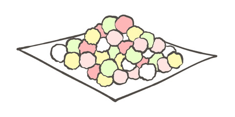Obraz premium ひなあられのイラスト（懐紙・ひな祭り） 