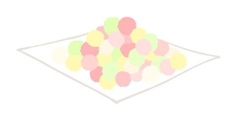 Obraz premium ひなあられのイラスト（懐紙・ひな祭り） 