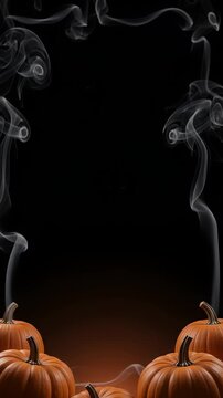 Black Pumpkin Smoke Border - This dark and moody background features a border of wispy smoke rising from a collection of pumpkins at the bottom.