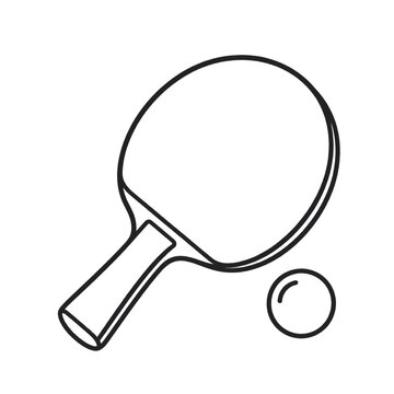 Table tennis paddle and ball illustration