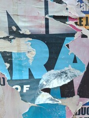 Torn and ripped street poster background, messy old paper collage art © DaliCeMedia