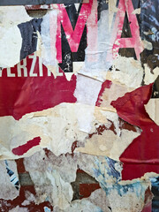 Torn and ripped street poster background, messy old paper collage art © DaliCeMedia