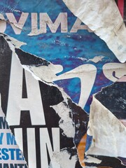 Torn and ripped street poster background, messy old paper collage art © DaliCeMedia