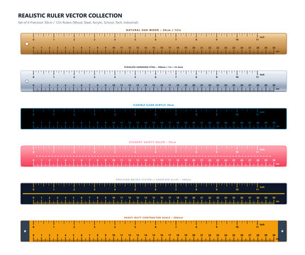 Realistic precision measurement rulers and scales