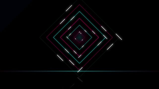 Abstract futuristic neon diamond tunnel with glowing colorful geometric shapes video