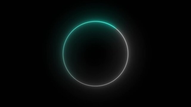 4k ultra hd 3840x2160 white and cyan neon circle progress loading animation glowing ring spinner symbol dark background motion graphic element