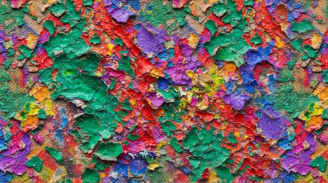 Abstract vibrant peeling paint texture with layered colors