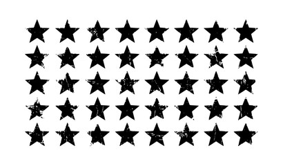 Fototapeta premium Worn Five Point Grunge Star Vector Pack for Badges and Prints