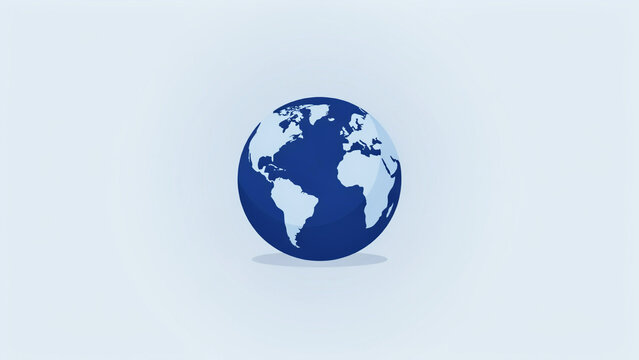 A simple flat of the earth globe centered on a plain light blue background