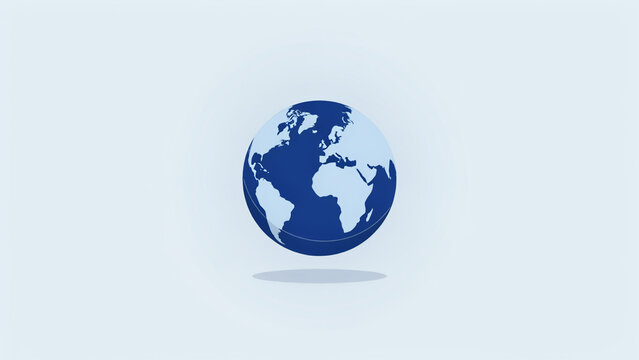 A stylized flat of the planet earth centered on a light blue background surface