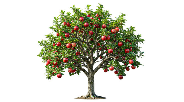 red apple tree isolated