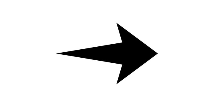 Sharp triangle black arrow shape on transparent background for creative graphic design and visual presentation.
