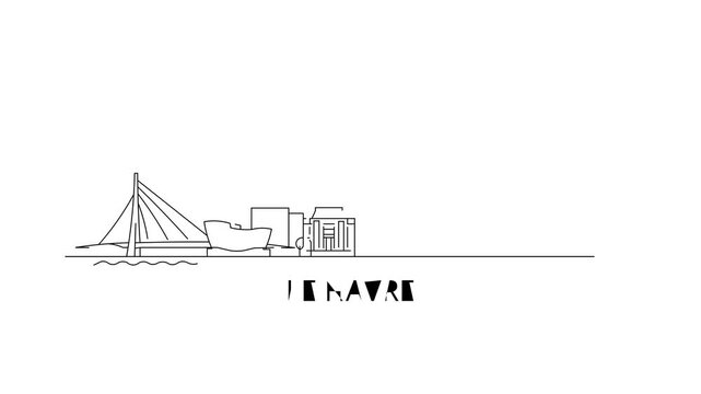 Simple line art of Le Havre's skyline