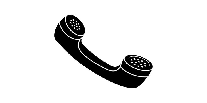 Old fashioned telephone handset icon representing communication and customer support services in black style.