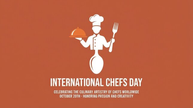 Chef icon celebrating International Chefs Day with serving tray and fork
