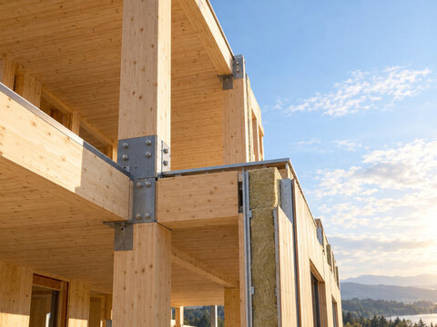 Mass Timber Building Connection Under Construction