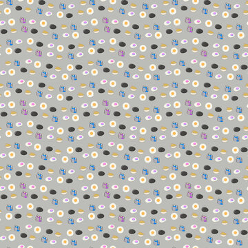 Seamless pattern of breakfast food illustrations