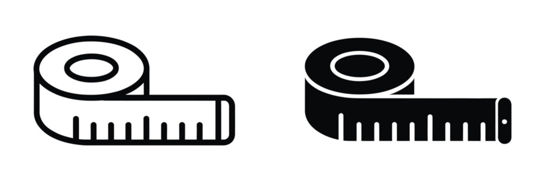 Measuring tape icon set, editable stroke line pack, measurement tools, construction symbols, ruler, length, distance, vector clipart