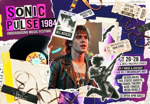 Music Festival Poster Collage Effect