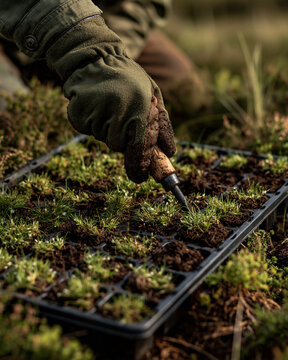 Planting Cotton Grass Plugs In Peat