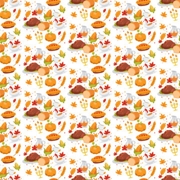 Transparent Thanksgiving food seamless pattern overlay