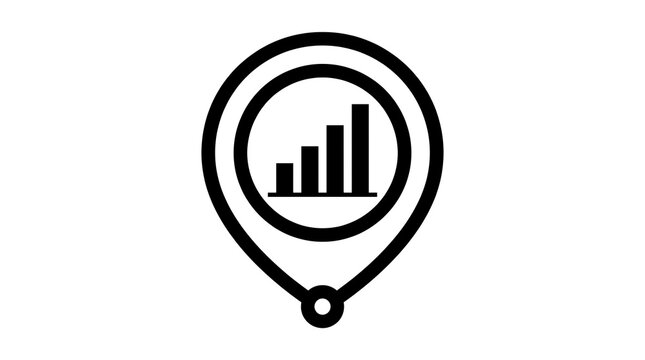 Location pin with bar chart business analytics icon