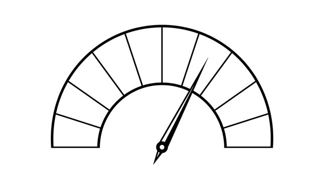 Semi circle gauge meter with needle indicator vector