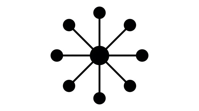 Hub and spoke network connectivity diagram icon