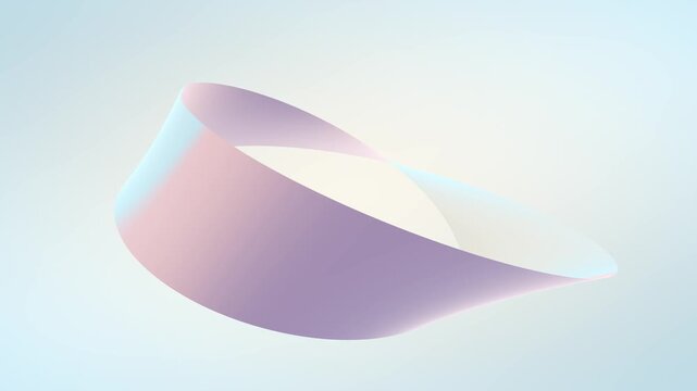 Abstract geometric Mobius strip animation rotating on pastel background loop