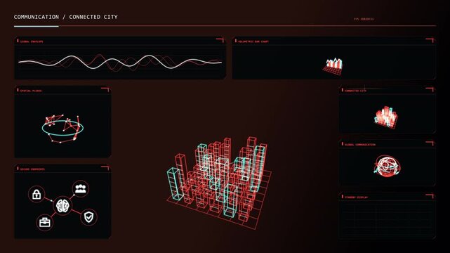 Futuristic sci-fi deep space telemetry HUD interface with radar, data charts, graphs, and digital control panels for tech and gaming projects.
