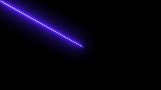 Blue Neon Glow Line Moving Diagonally from Upper Left to Lower Right Animation in 4K, Futuristic Light Beam Motion Background