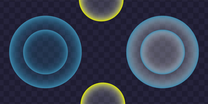 Sound waves. Concentric signal rings. Circular light effect. Wi-Fi range. Radio station signal. Rippling water with circular waves. A painful spot or point. Radar screen. Vector effect.