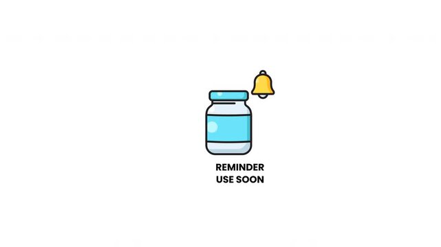 Blue glass bottle bell icon for urgent medical alert. Suitable for health care notifications, emergency services, medical apps, and website icons.