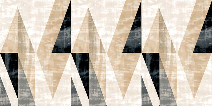 Geometric abstract pattern with interlocking triangular shapes in neutral tones for modern interior design
