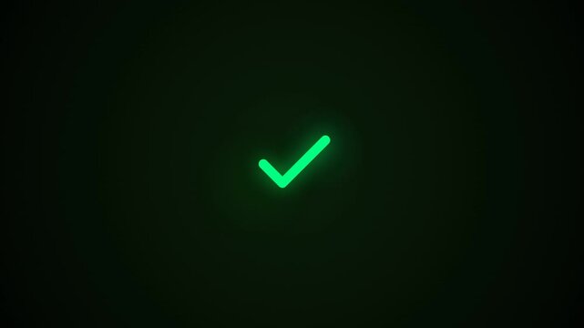 Glowing green tick mark symbols appearing on black background