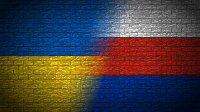 Ukraine VS  Russia Flag War Conflict Vector Background Design Illustration