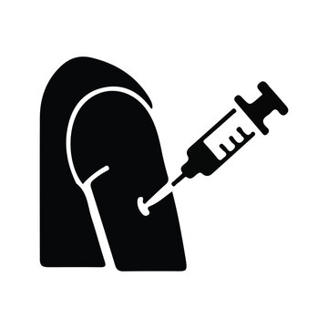 Vaccination injection vector icon, patient getting a vaccine or shot symbol