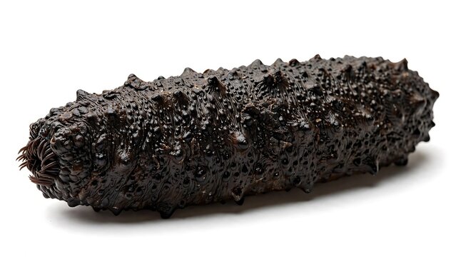 Dried sea cucumber isolated on a white background for culinary and traditional medicine use