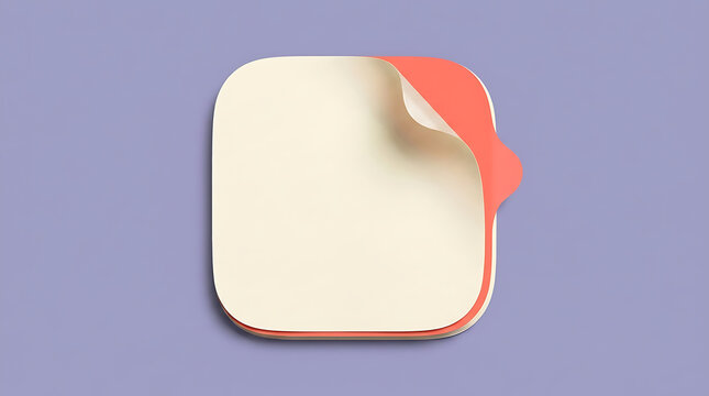 Square adhesive note with peeling corner on purple surface
