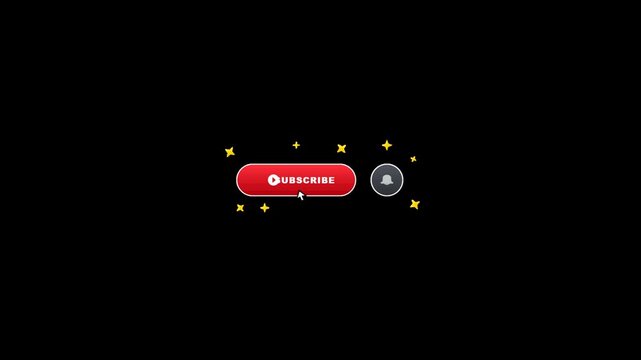 Animated red subscribe button with notification bell and cursor clicking