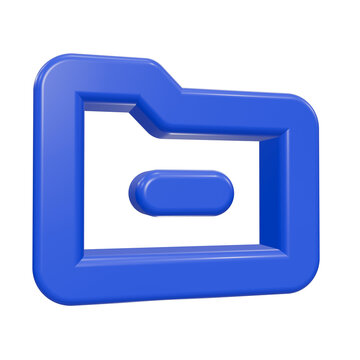 Blue 3D file folder icon with minus subtraction sign
