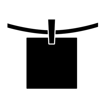 Clothes Peg on Clothesline Solid Glyph Icon Vector Minimalist PNG Transparant